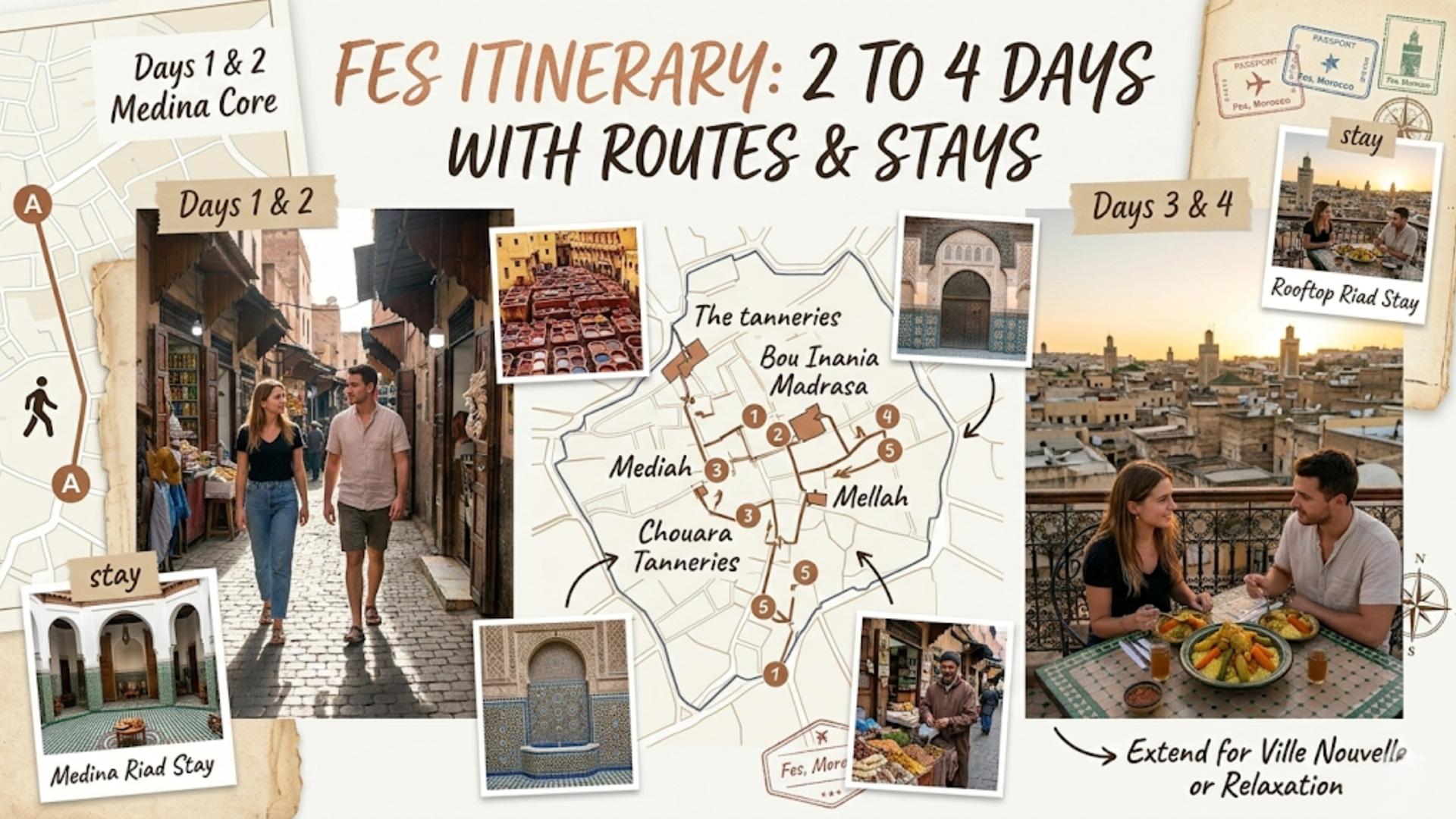 Fes Itinerary: 2 to 4 Days with Best Routes & Riad Stays